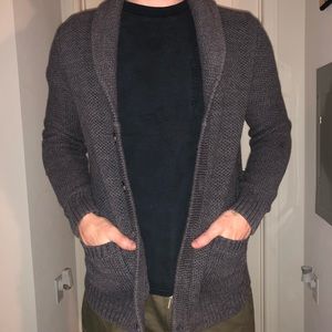 Grey knit cardigan sweater
